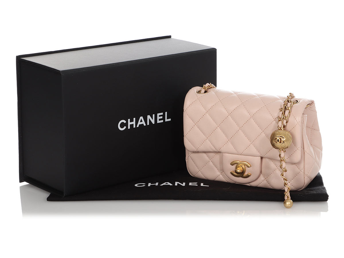 Chanel Pearl Crush Mini Rectangular Flap Bag Lambskin Light Pink GHW (