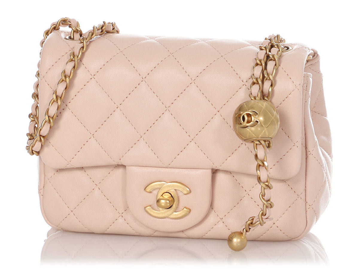 Chanel Light Pink/Beige Quilted Lambskin Mini Pearl Crush Classic by Ann's Fabulous Finds