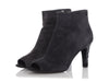 Chanel Gray Suede Peep-Toe Booties