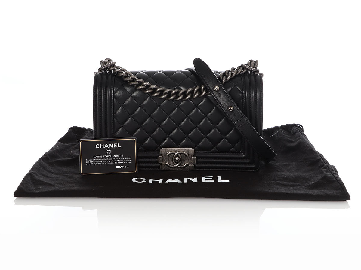Chanel Old Medium Black Soft Quilted Lambskin Boy by Ann's Fabulous Finds