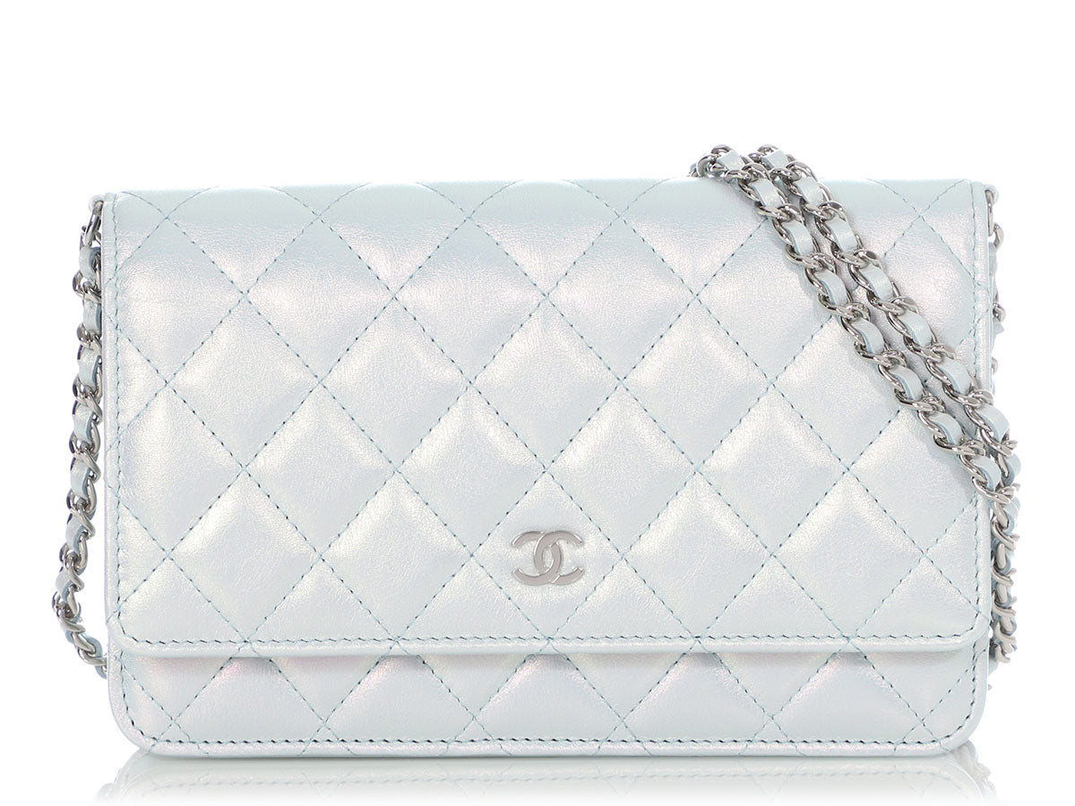 Chanel Quilted Wallet on Chain WOC Blue Lambskin Silver Hardware – Coco  Approved Studio