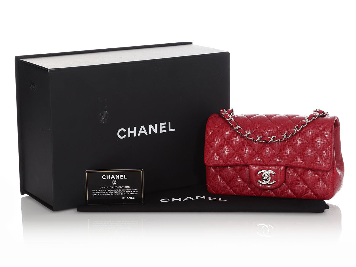 Chanel Mini Red Quilted Caviar Classic