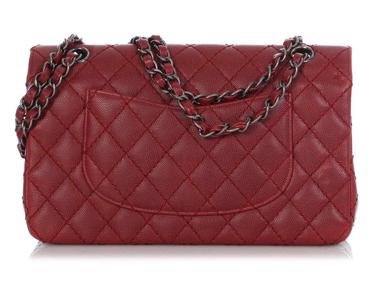 Chanel Medium/Large Red Quilted Caviar Classic Double Flap by Ann's Fabulous Finds