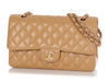 Chanel Medium/Large Beige Quilted Caviar Classic Double Flap