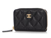 Chanel Black Quilted Caviar Zip Card Case/Coin Purse