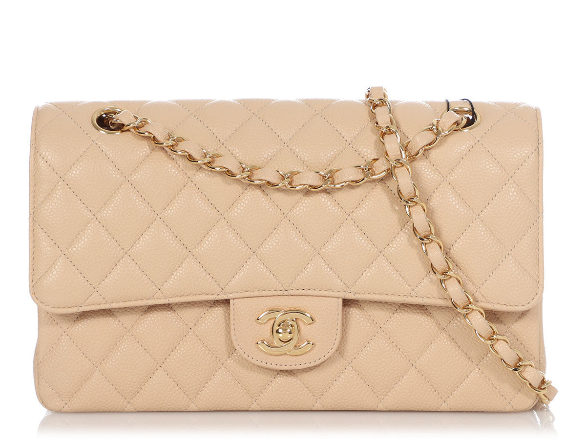 White Classic Double Flap 26 in Caviar Quilted Leather with Gold