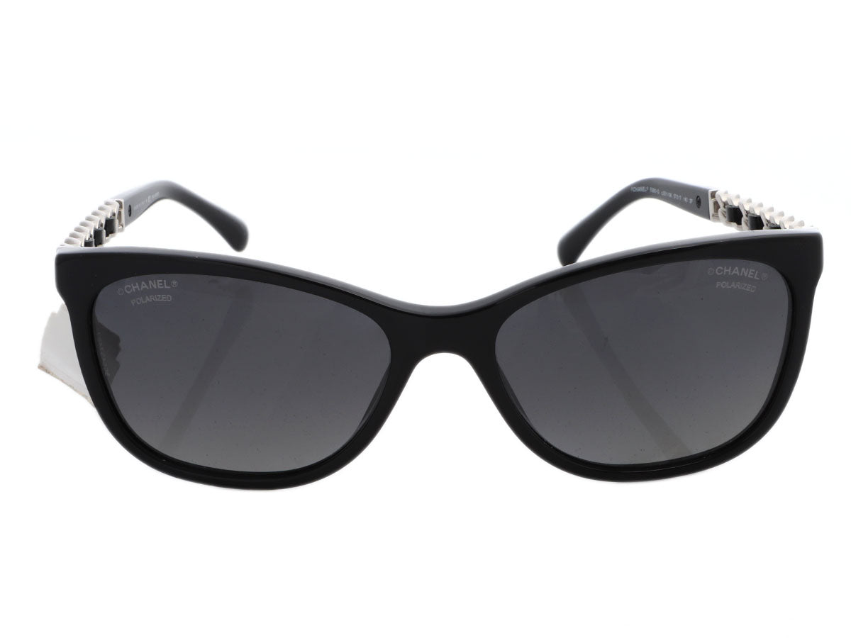 Chanel Black/Blue Plaid Acetate Frame Chain Sunglasses-5326 - Yoogi's Closet