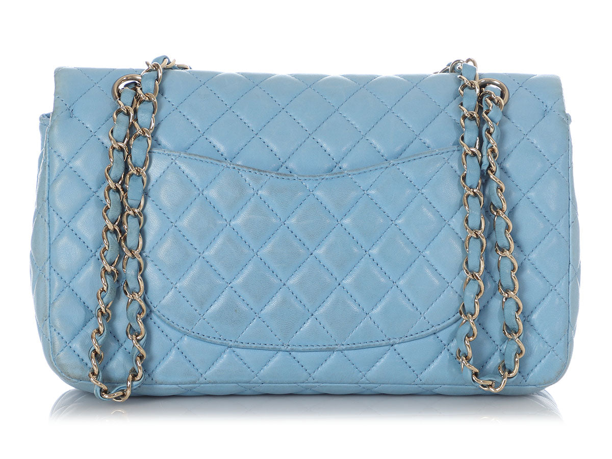 Chanel Blue mini rectangle lambskin Classic silver hardware single flap  Leather ref.994037 - Joli Closet