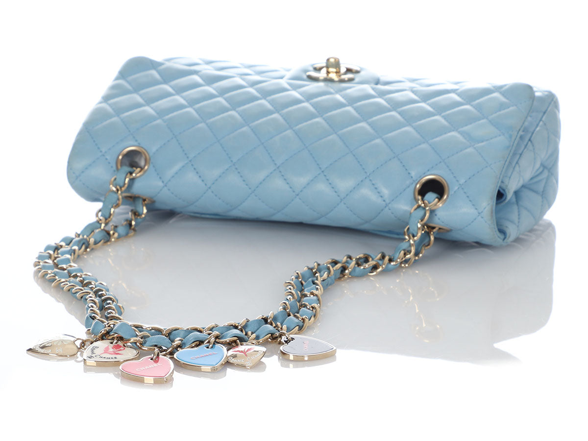 Chanel Medium Blue Quilted Lambskin Valentine Heart Charms Bag by Ann's Fabulous Finds