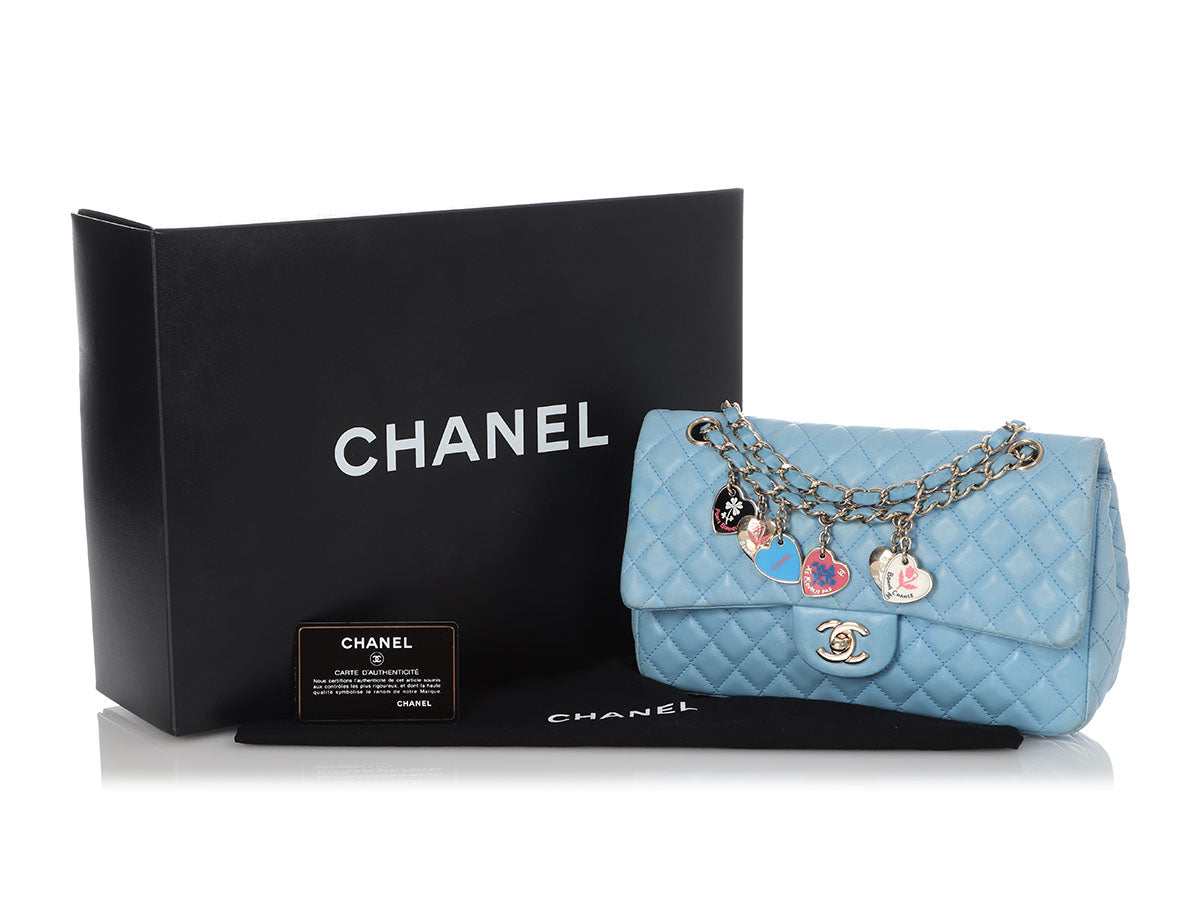 Chanel Medium Blue Quilted Lambskin Valentine Heart Charms Bag by Ann's Fabulous Finds