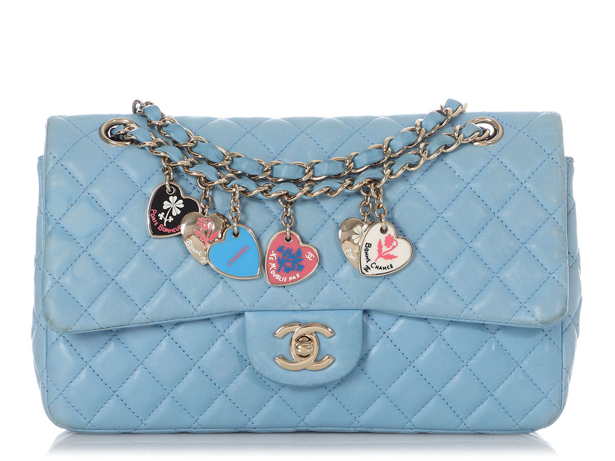 Chanel Medium Blue Quilted Lambskin Valentine Heart Charms Bag by Ann's Fabulous Finds