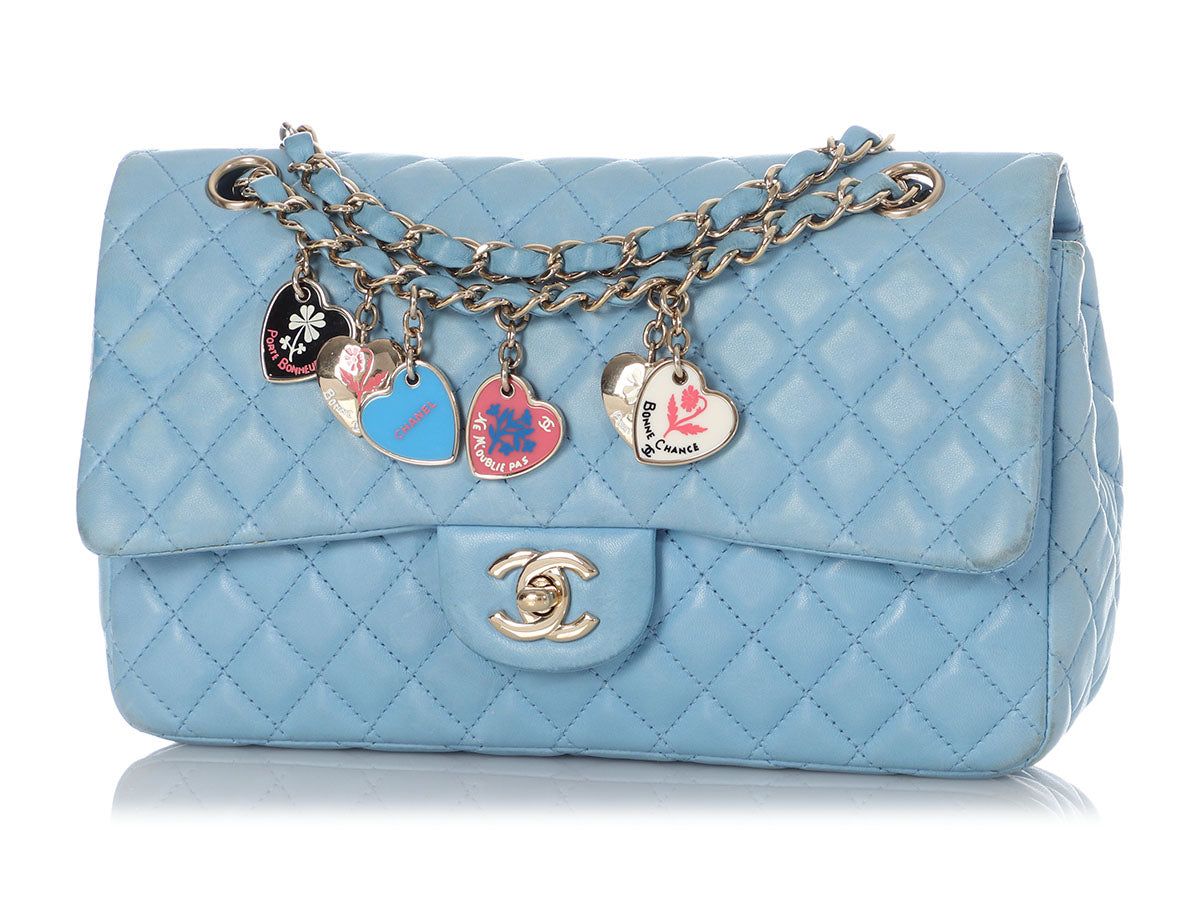 Chanel Medium Blue Quilted Lambskin Valentine Heart Charms Bag by Ann's Fabulous Finds