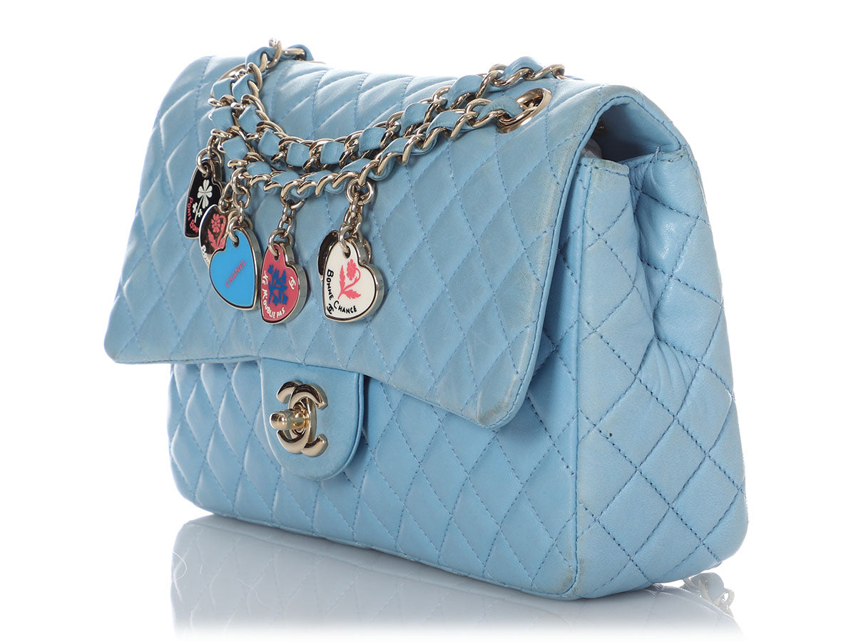 Chanel Medium Blue Quilted Lambskin Valentine Heart Charms Bag by Ann's Fabulous Finds