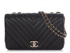 Chanel Small Black Chevron-Quilted Calfskin Statement Bag
