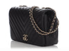Chanel Small Black Chevron-Quilted Calfskin Statement Bag