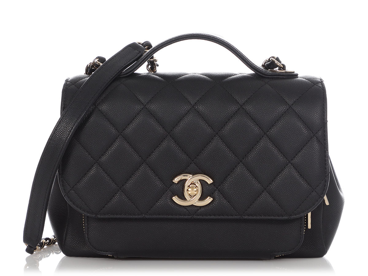 Chanel Medium Black Part-Quilted Caviar Business Affinity Flap