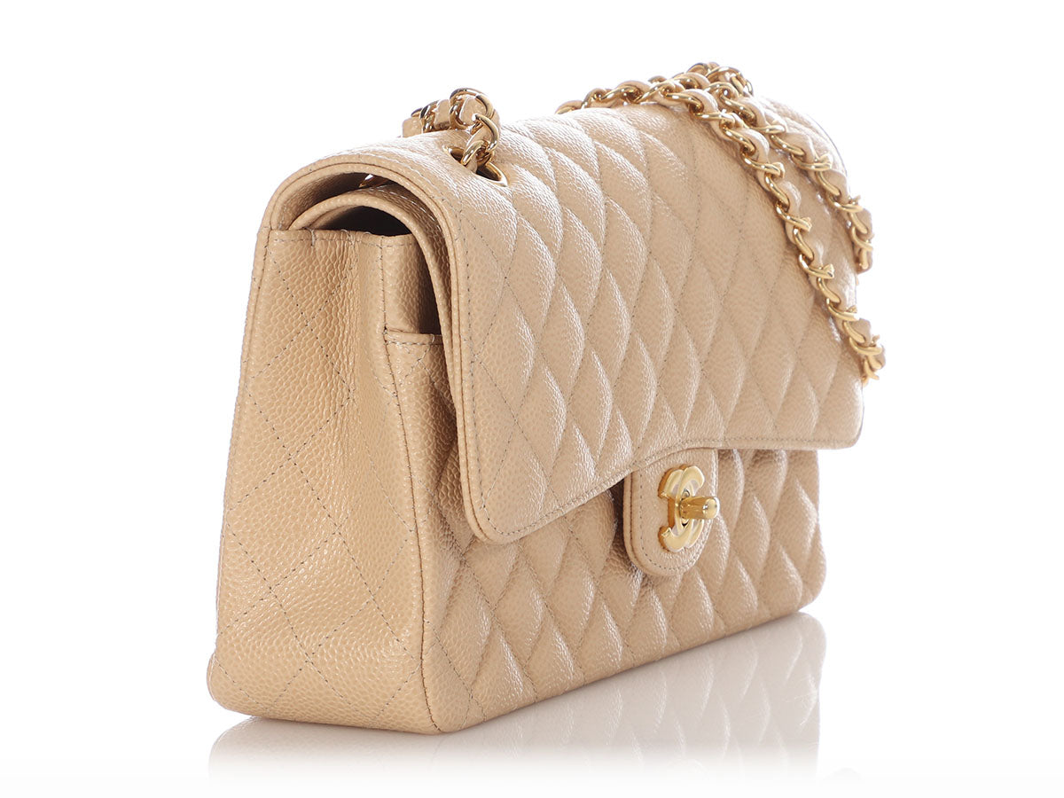 Chanel, Beige Caviar Classic Double Flap Bag