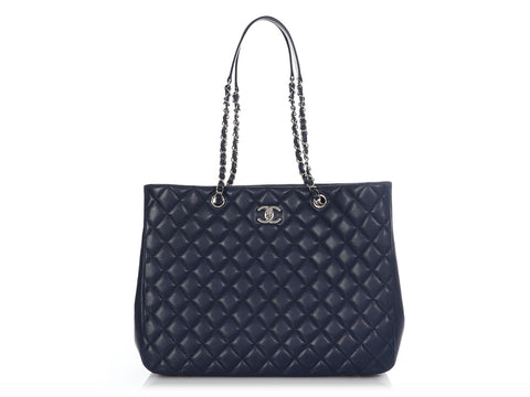 Chanel Large Navy Quilted Caviar Shopper