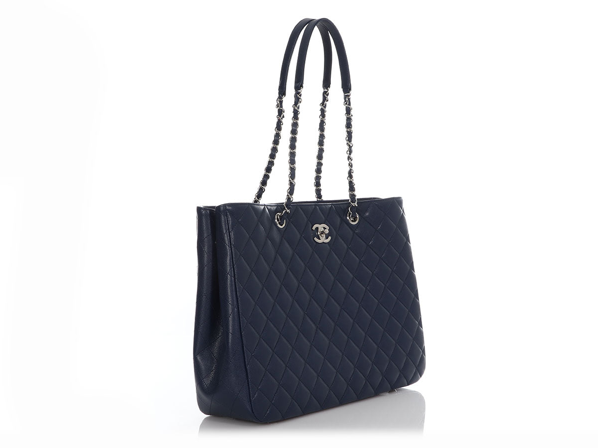 Chanel Black Quilted Fabric Deauville Fringed Tote