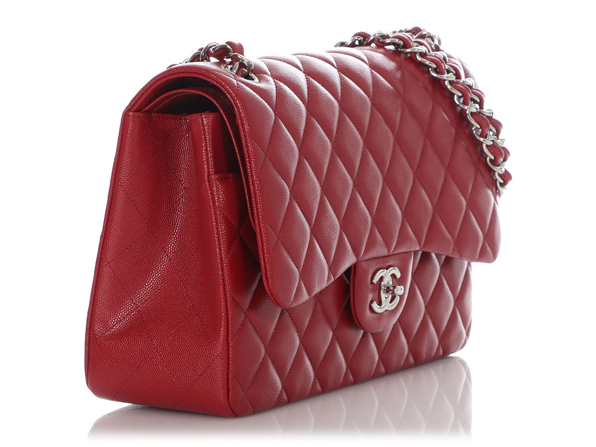 Chanel Medium/Large Red Quilted Caviar Classic Double Flap by Ann's Fabulous Finds