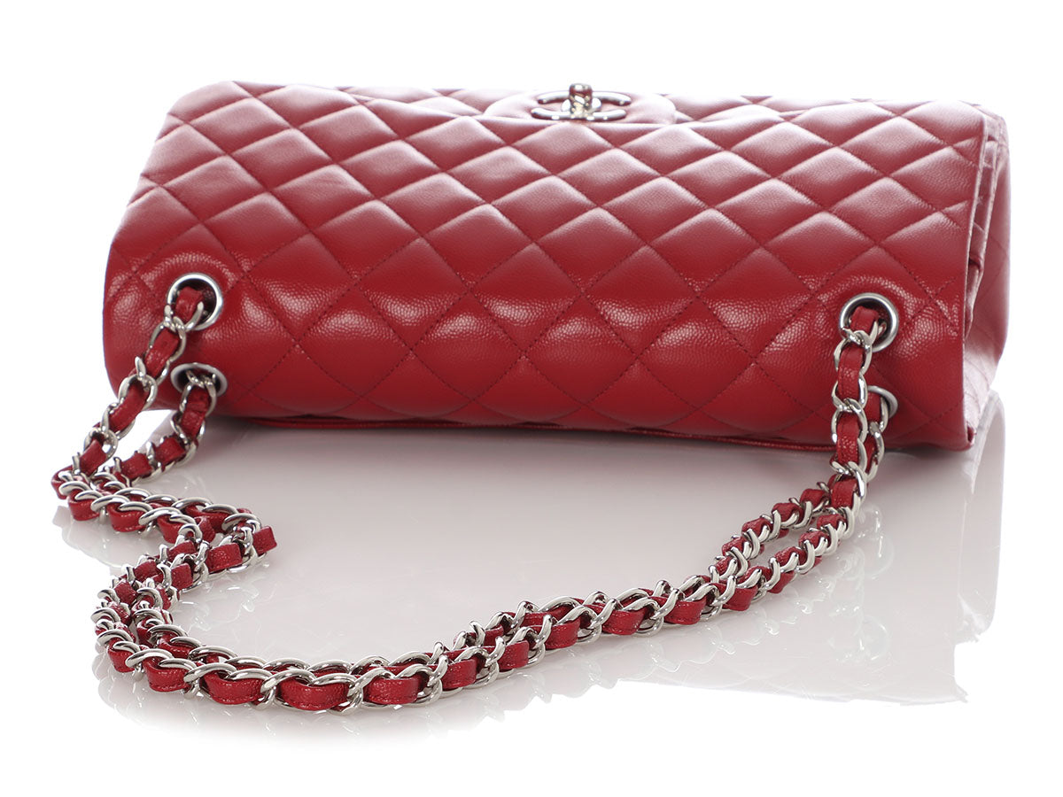 Chanel Medium/Large Red Quilted Caviar Classic Double Flap by Ann's Fabulous Finds