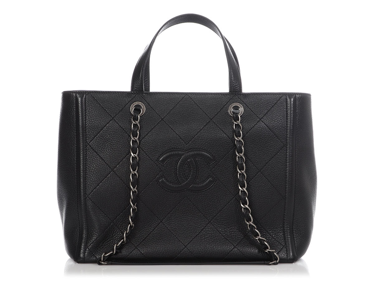 Chanel Chevron Small CC Bucket Deerskin Drawstring Bag