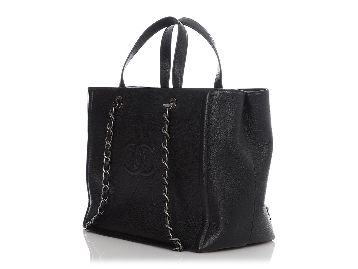 Chanel Large Black Part-Quilted Soft Calfskin Shopping Tote by Ann's Fabulous Finds