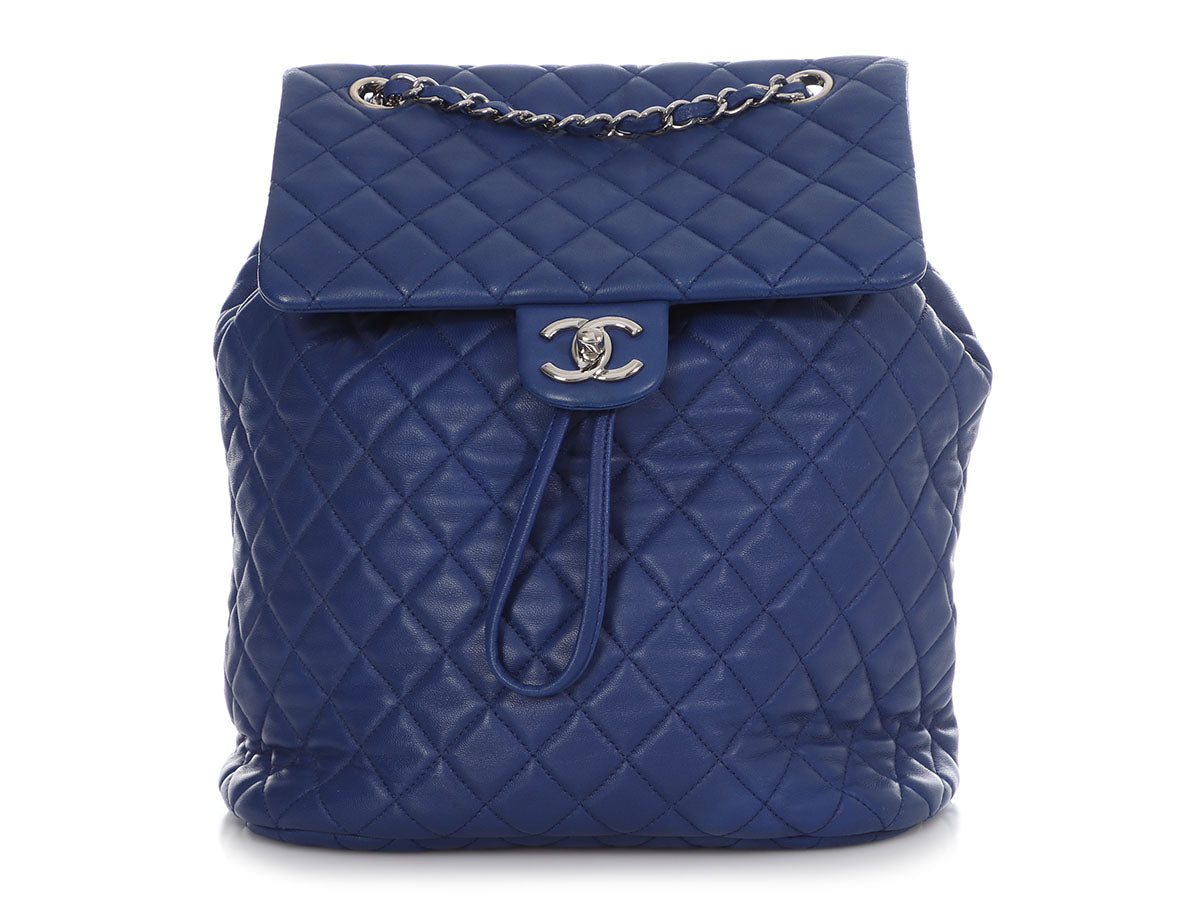 Chanel Lambskin Quilted Urban Delight Tote Black Blue