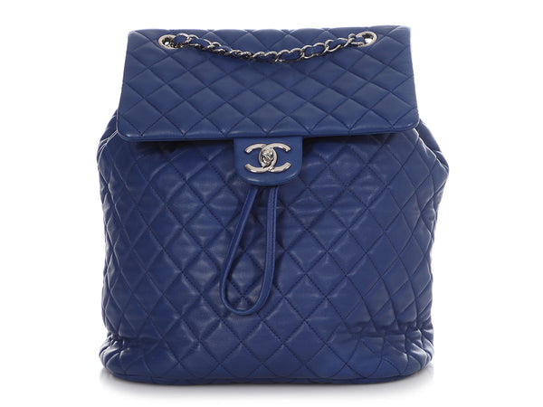Chanel - Metallic Blue Quilted Patent Leather Bar Handle Bag – Current  Boutique