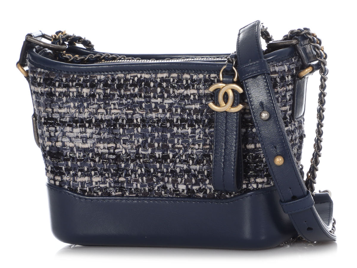 Chanel Small Tweed and Blue Leather Gabrielle