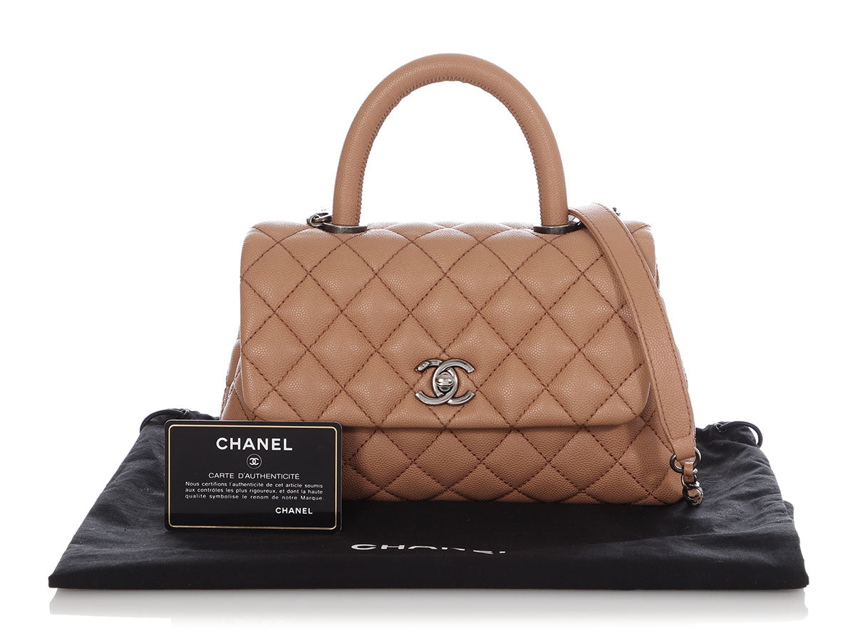 CHANEL Caviar Quilted Extra Mini Coco Handle Flap Light Blue 853930