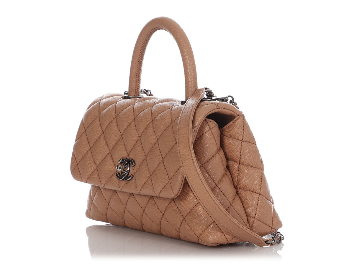 Chanel Caramel Caviar Coco Handle Bag RHW – My Haute