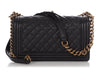 Chanel Old Medium Black Quilted Caviar Boy Bag