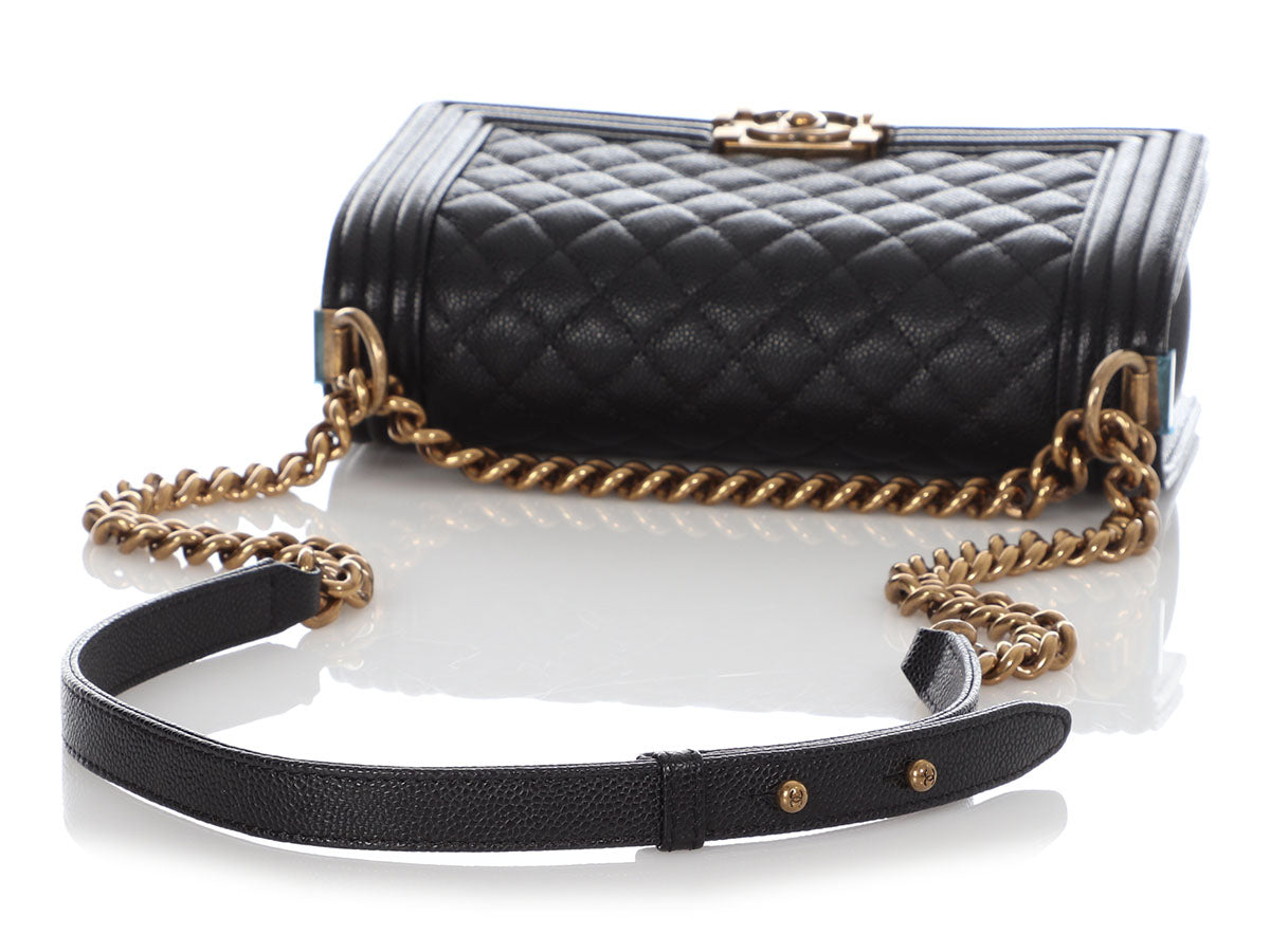 Chanel Old Medium Black Quilted Caviar Boy Bag