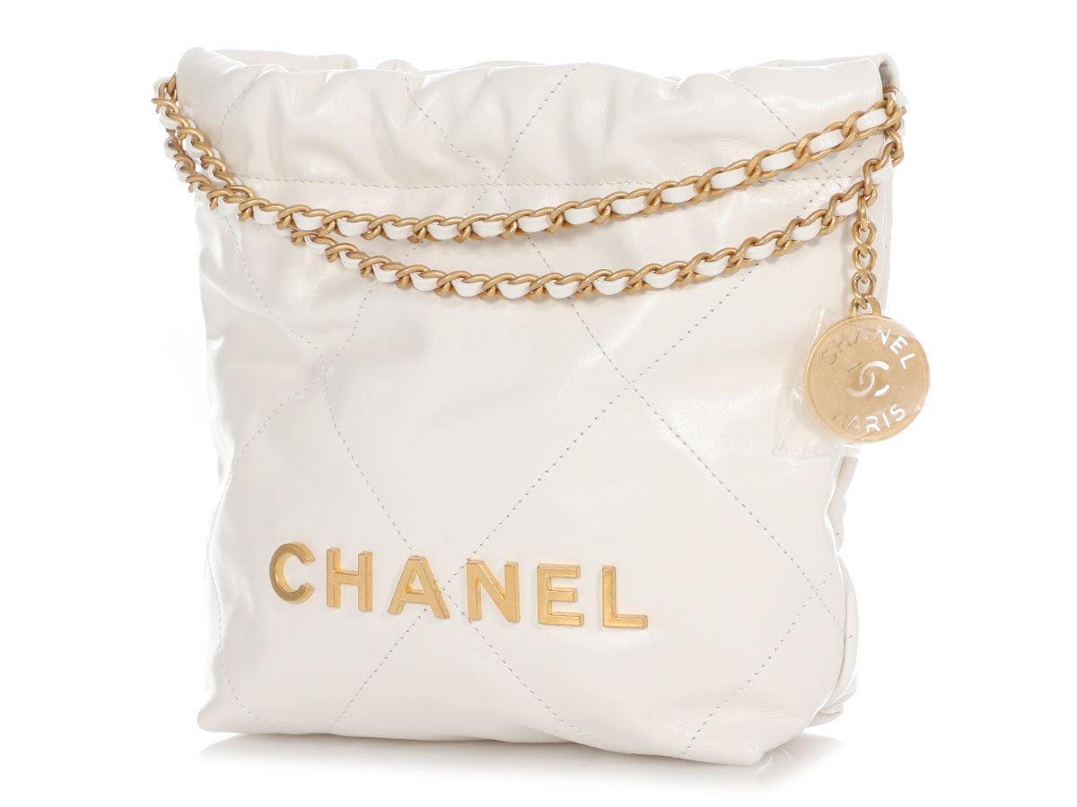 Chanel Mini White Quilted Calfskin 22 by Ann's Fabulous Finds