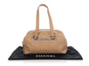Chanel Vintage Tan Chocolate-Bar Quilted Caviar LAX Bowler Bag