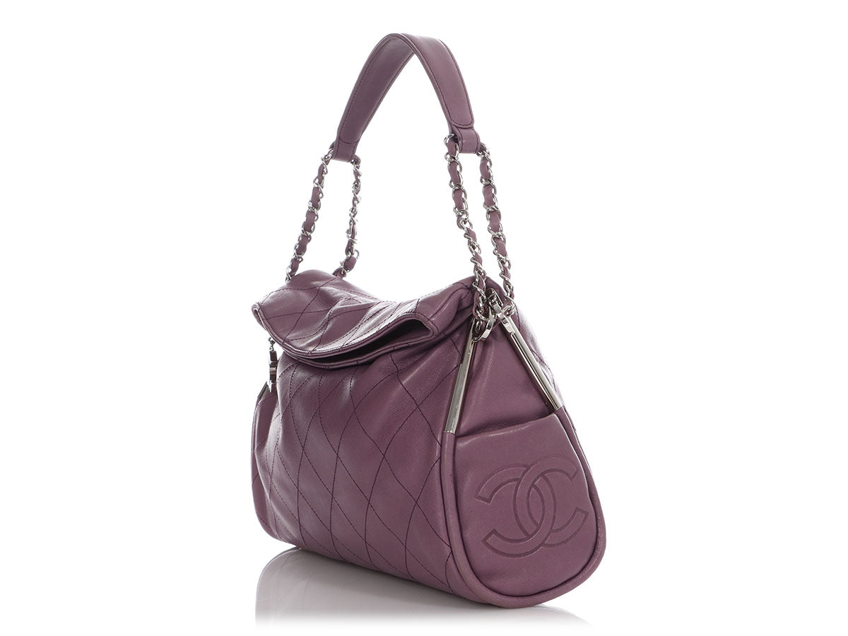 Chanel Vintage Purple Part-Quilted Lambskin Ultimate Soft Hobo - Ann's  Fabulous Finds