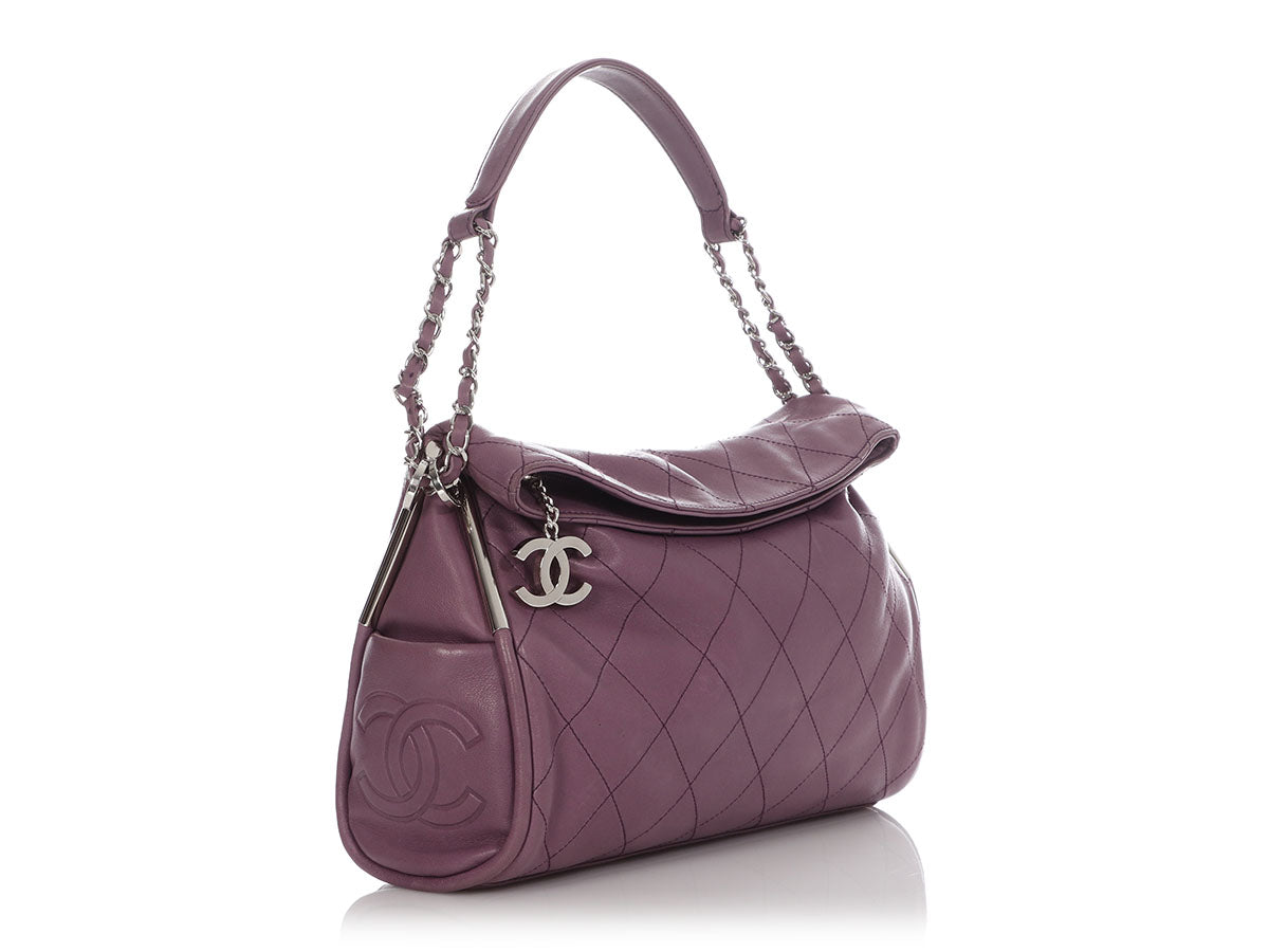 Chanel Vintage Purple Part-Quilted Lambskin Ultimate Soft Hobo - Ann's  Fabulous Finds