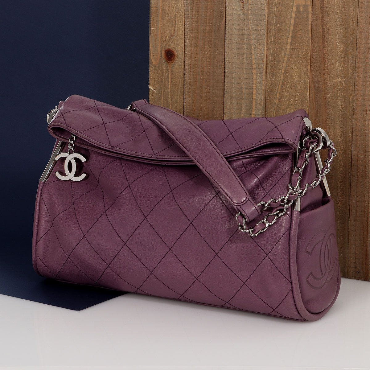 Metallic Purple Quilted Lambskin Classic Double Flap Medium