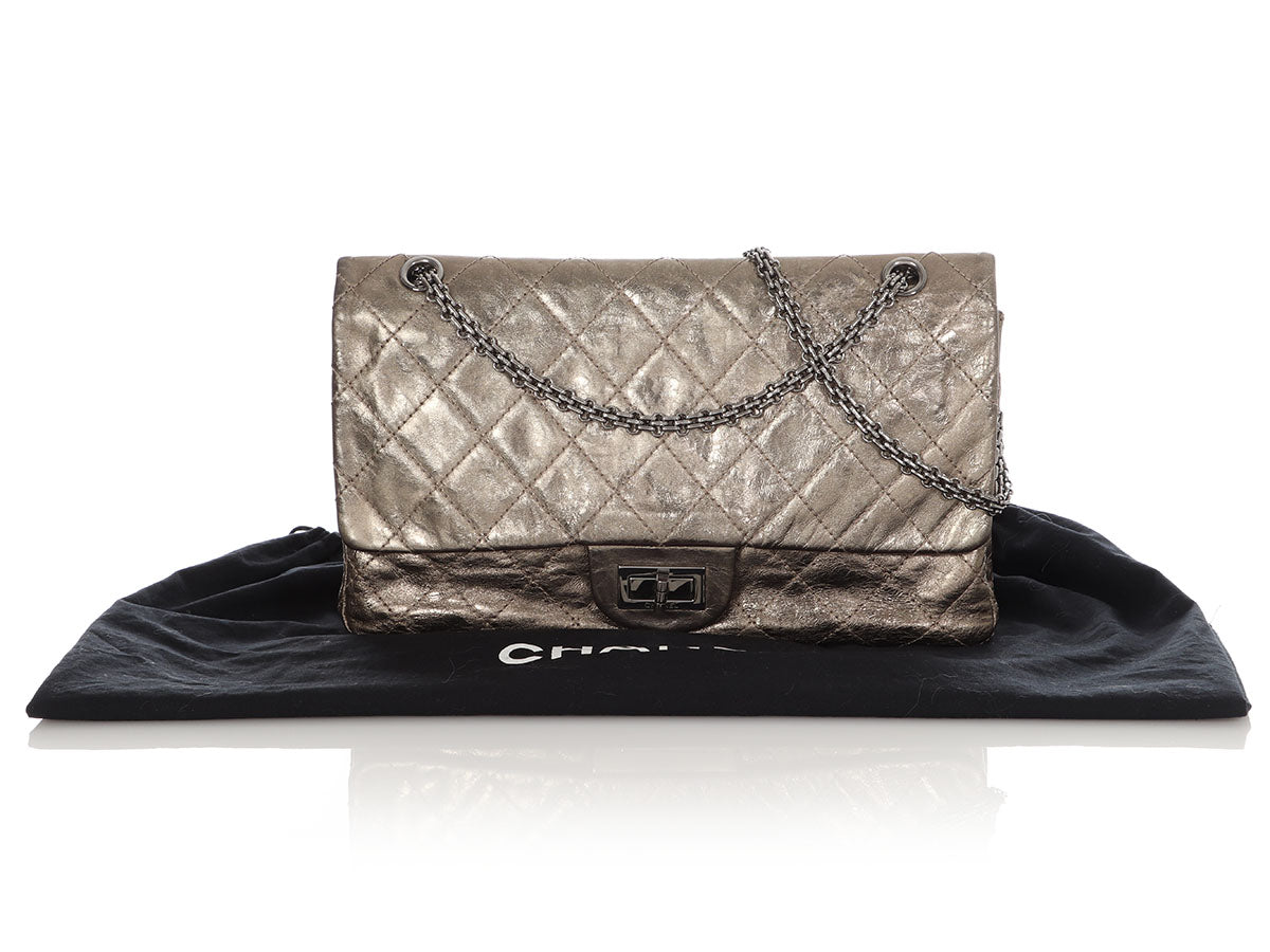 chanel metallic silver bag