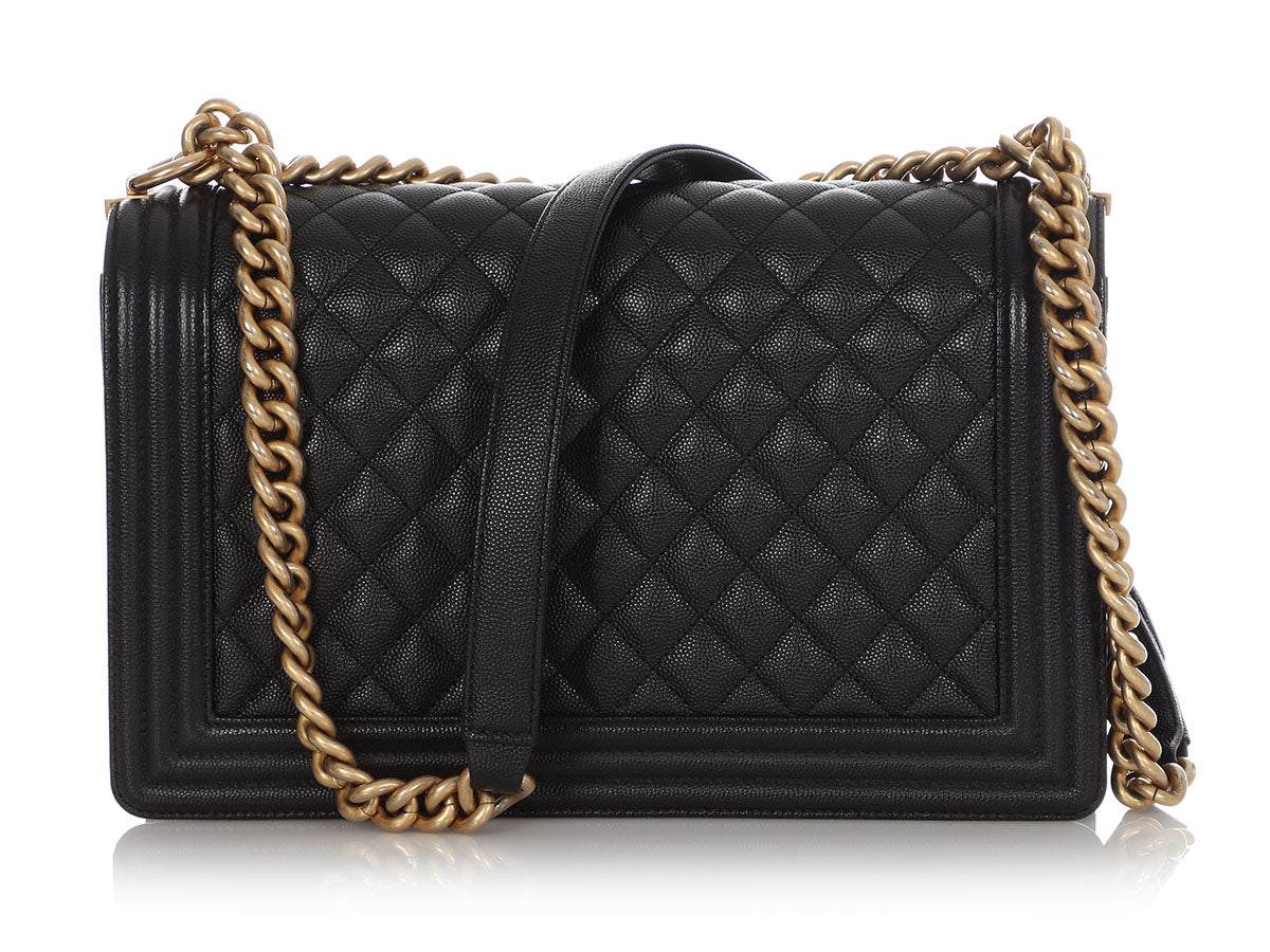 Chanel Old Medium Black Quilted Caviar Boy Bag