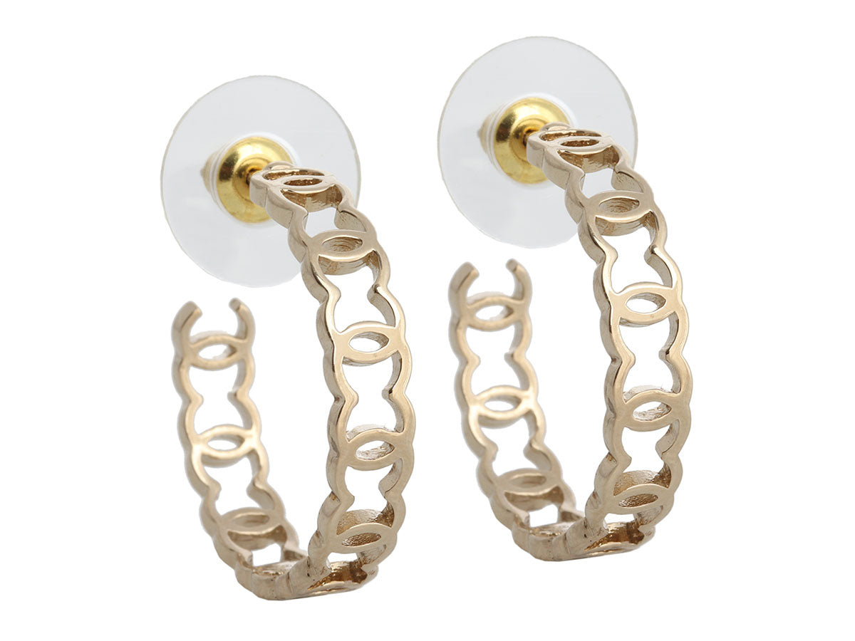 Chanel Medium Logo Pierced Hoop Earrings