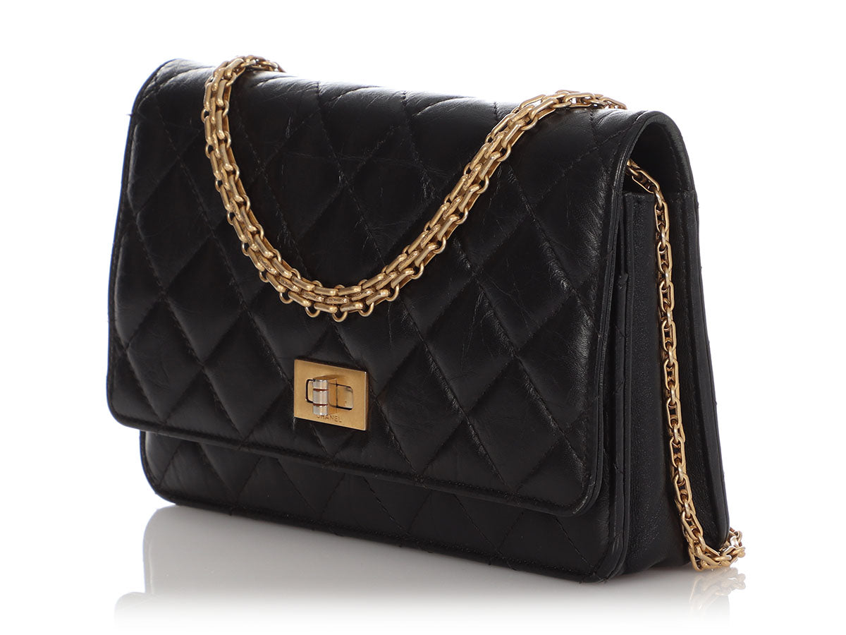 Chanel So Black Reissue 2.55 Wallet on Chain Quilted Aged Calfskin Black  112212126