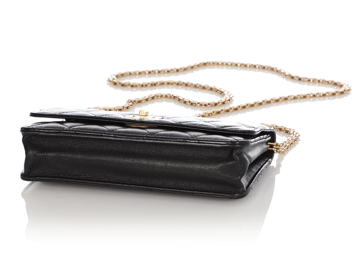Chanel Vintage Black Patent Leather Timeless Wallet on Chain WOC