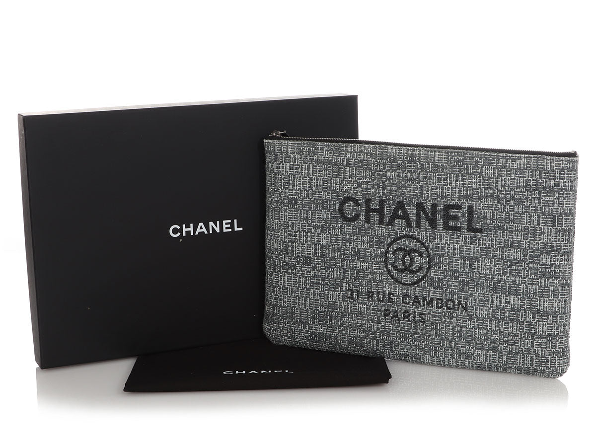 Elegance Unveiled: Discover Our Chanel Woven Raffia Large Deauville Pouch  Collection