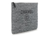 Chanel Large Charcoal Raffia Deauville Pouch