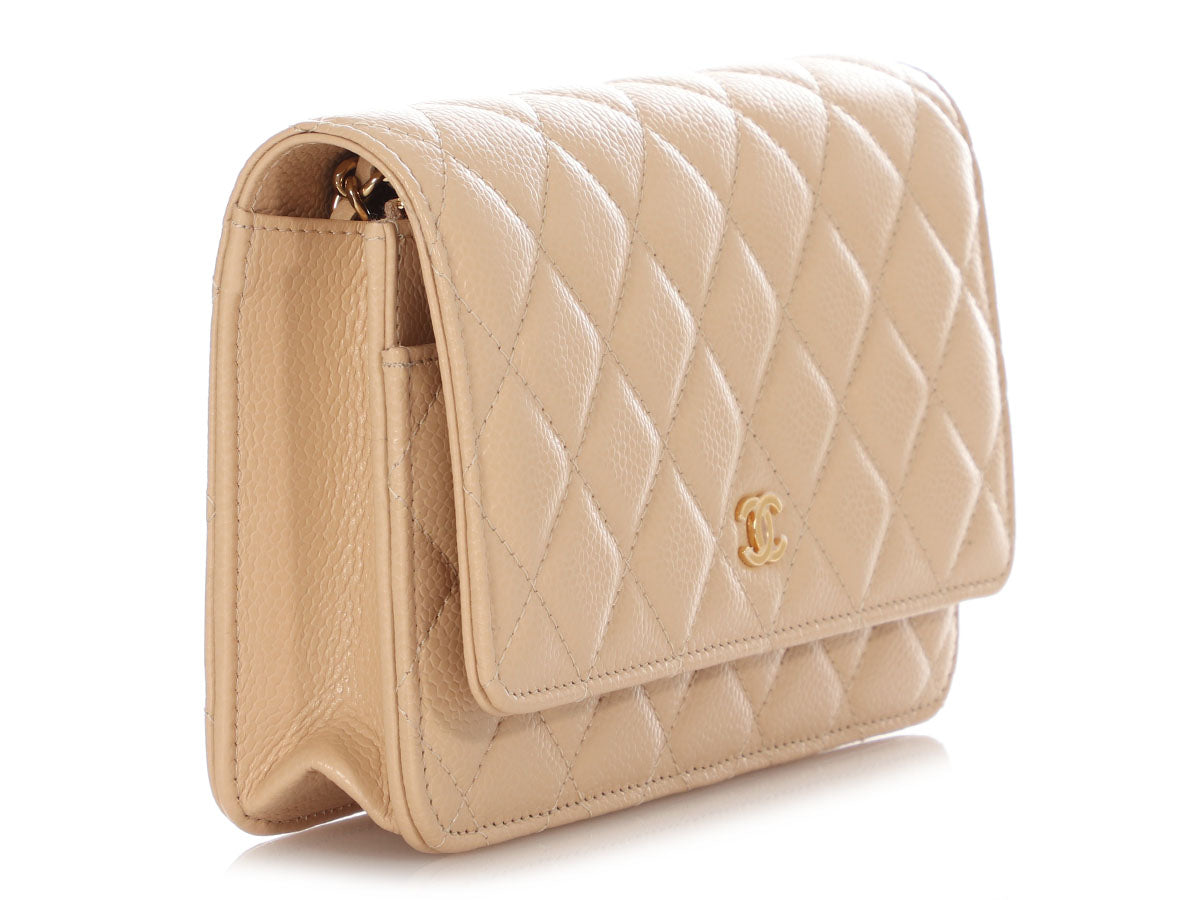 Chanel Classic Quilted Wallet on Chain Beige Clair Caviar