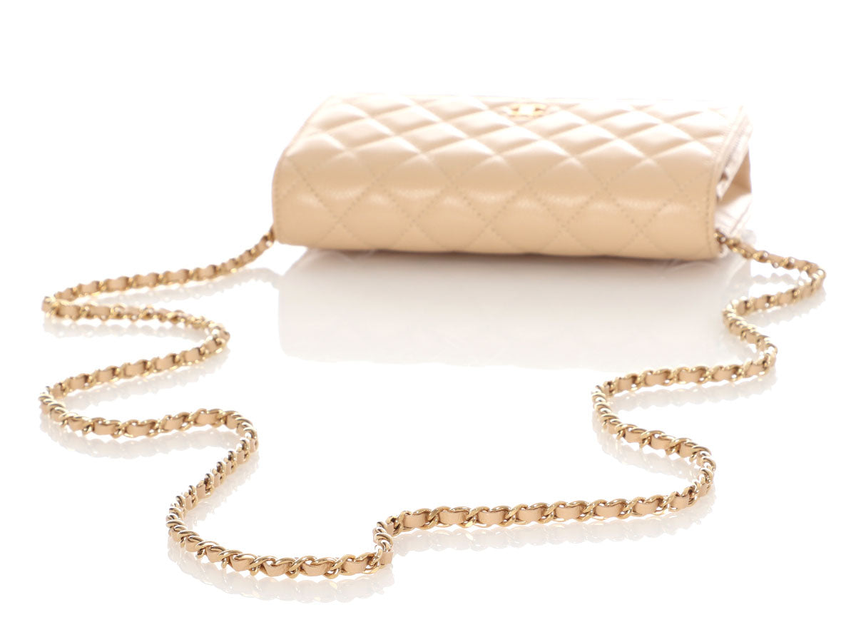 Chanel Beige Quilted Caviar Wallet on Chain WOC