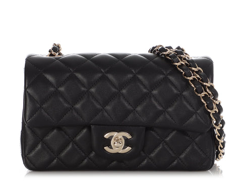 Chanel Black Quilted Lambskin Mini Vanity With Chain Gold Hardware