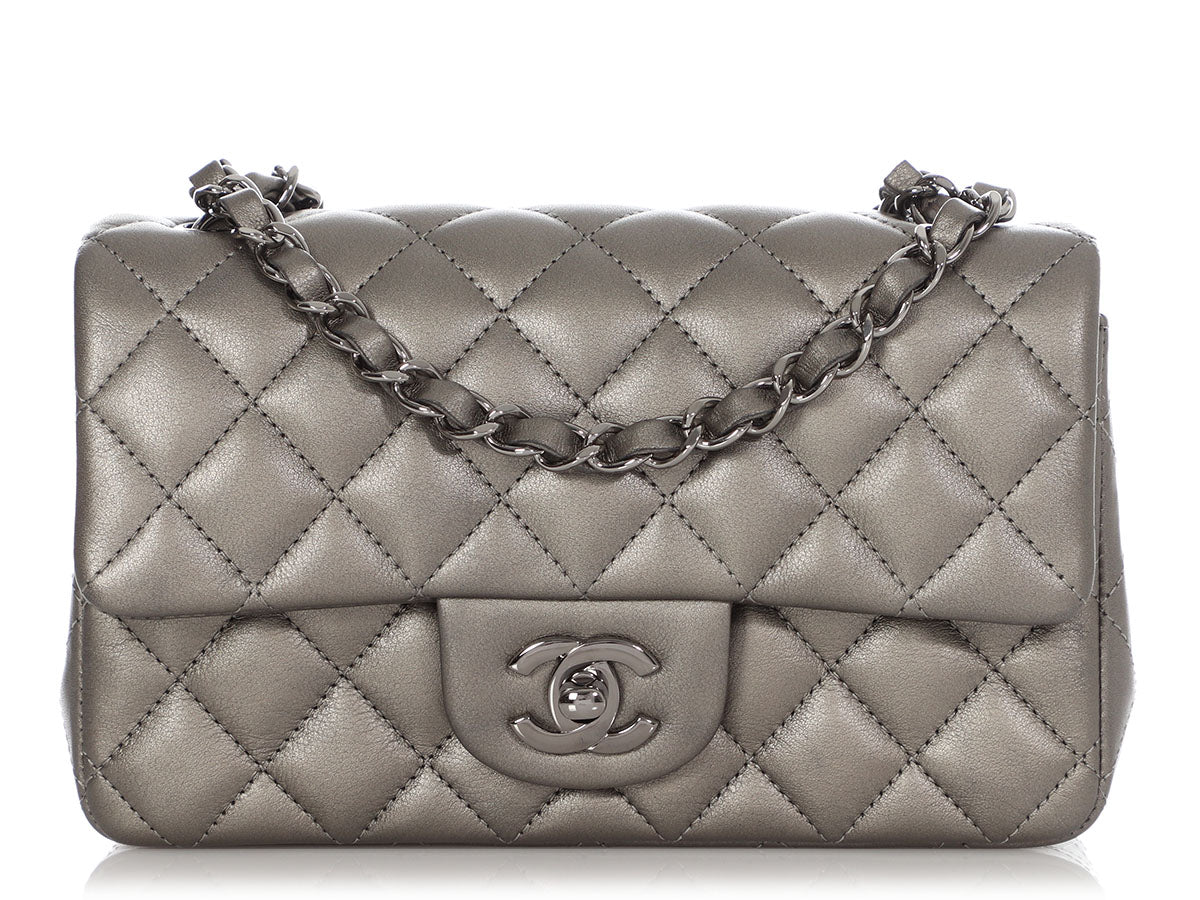 CHANEL Lambskin Quilted Small Duma Drawstring Backpack Grey 1053050